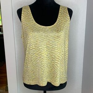 Vera Cristina Yellow Snakeskin print Silk Blend Lightweight Tank Top Size Large